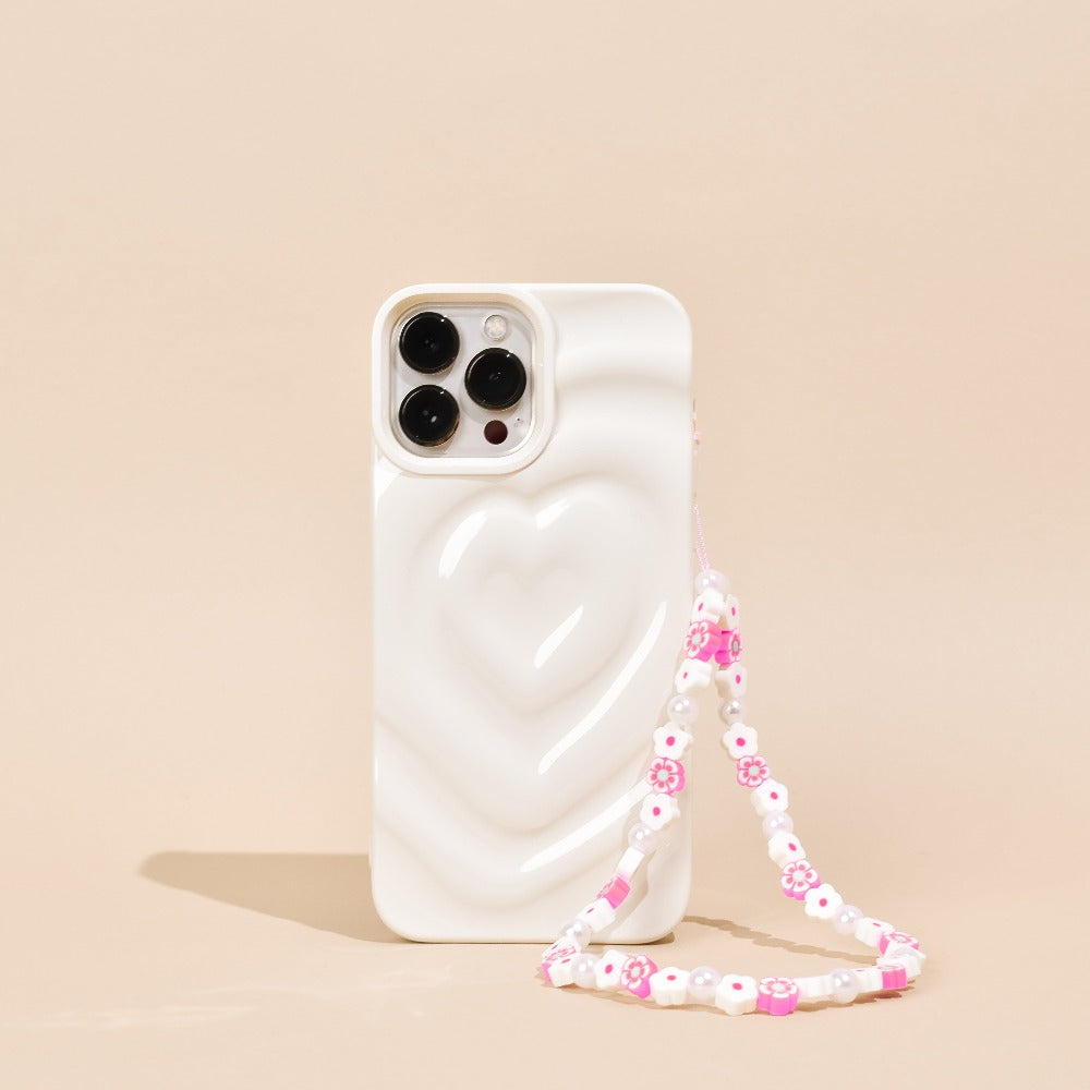 Beaded Phone Strap - Flowers & Pearls
