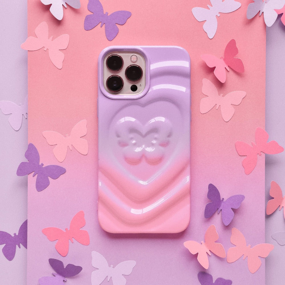 3D Butterfly Phone Case - Ombre Pink & Lilac