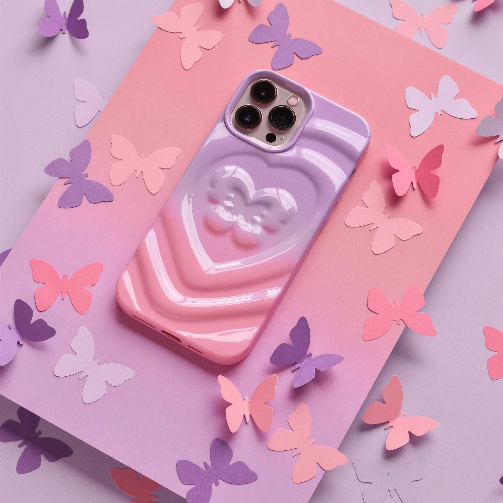 3D Butterfly Phone Case - Ombre Pink & Lilac