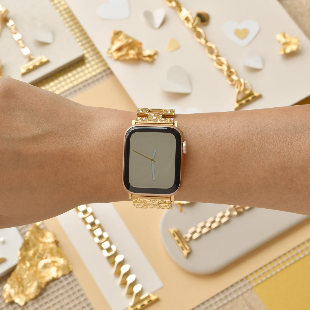 Crushed Metal Apple Watch Strap - Gold