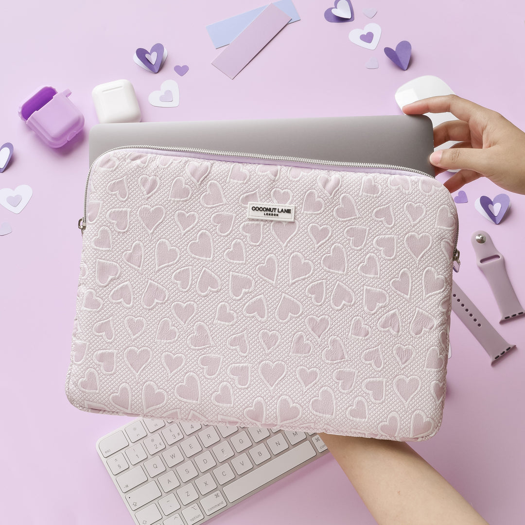 Lilac Hearts Laptop Sleeve