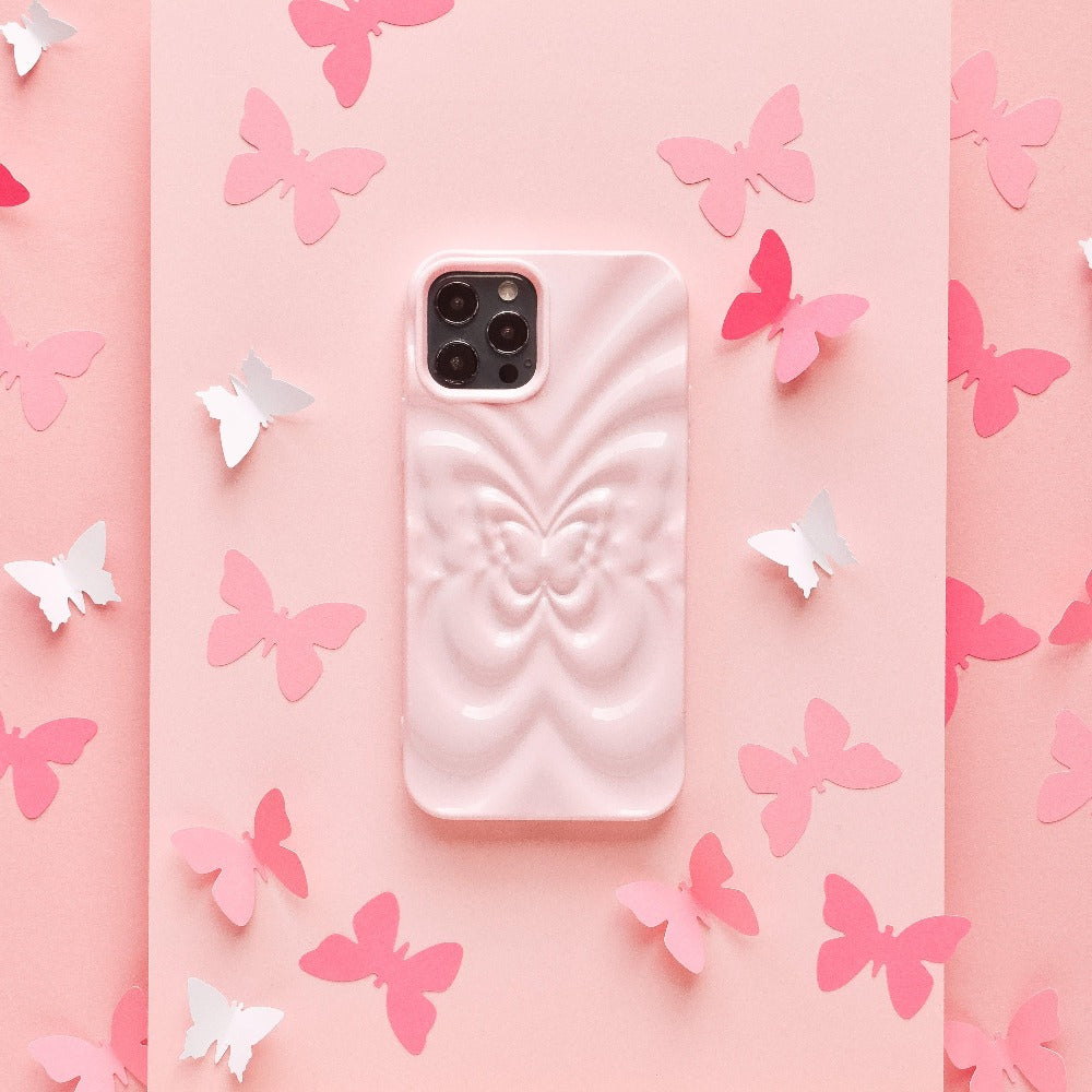 3D Butterfly Phone Case - Baby Pink