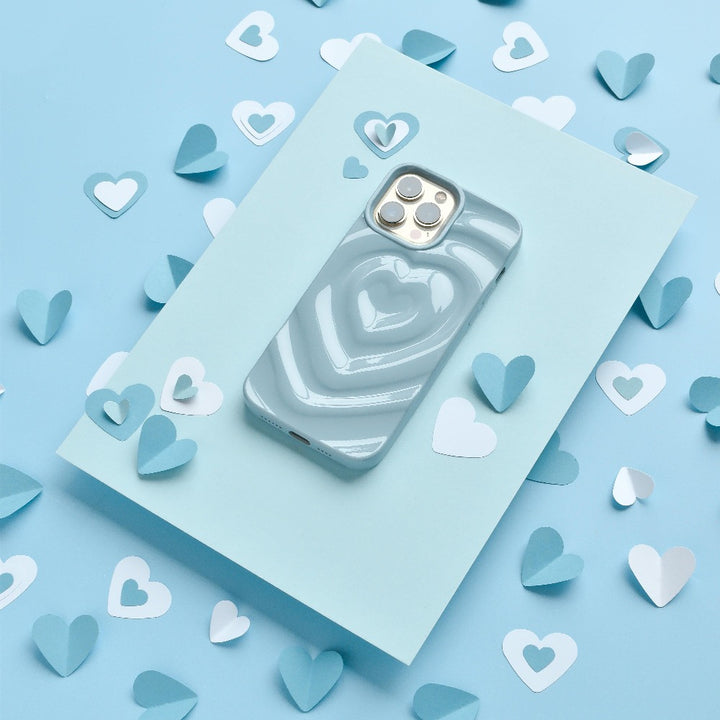 Textured Melting Heart Phone Case - Baby Blue