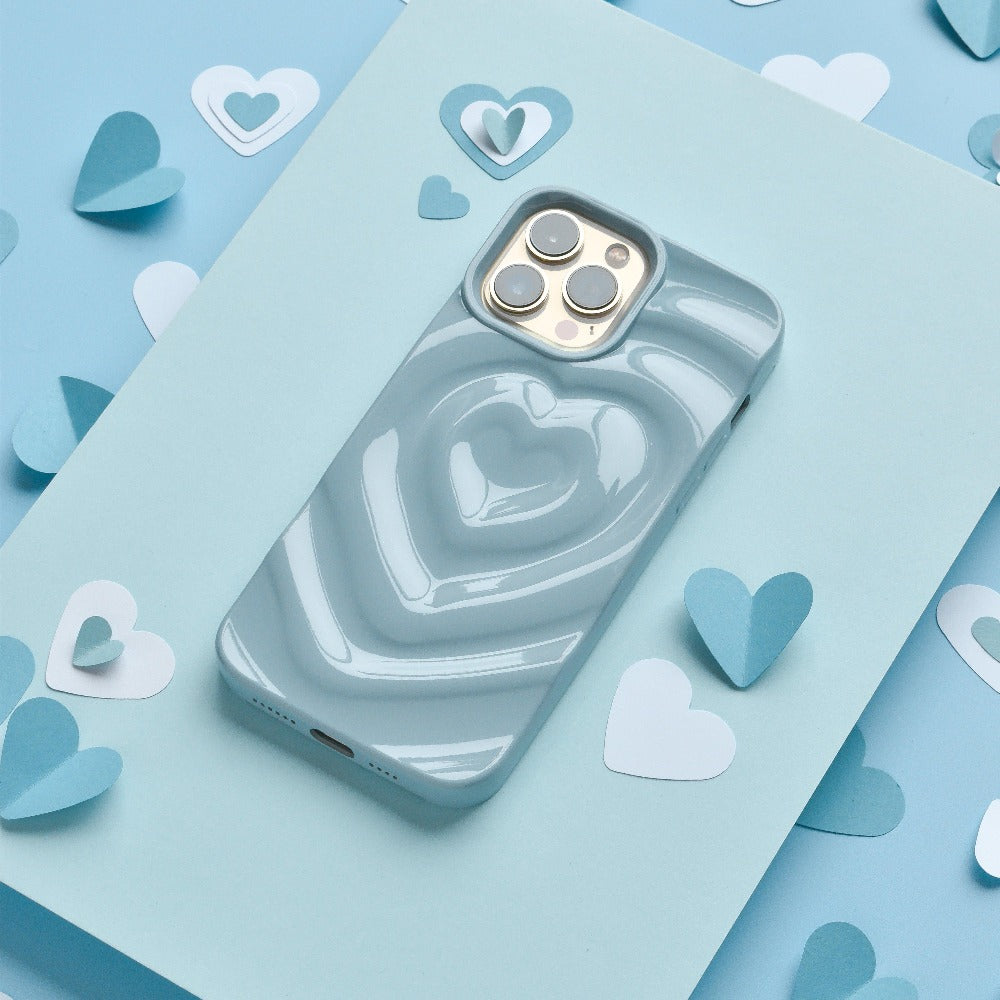 Textured Melting Heart Phone Case - Baby Blue