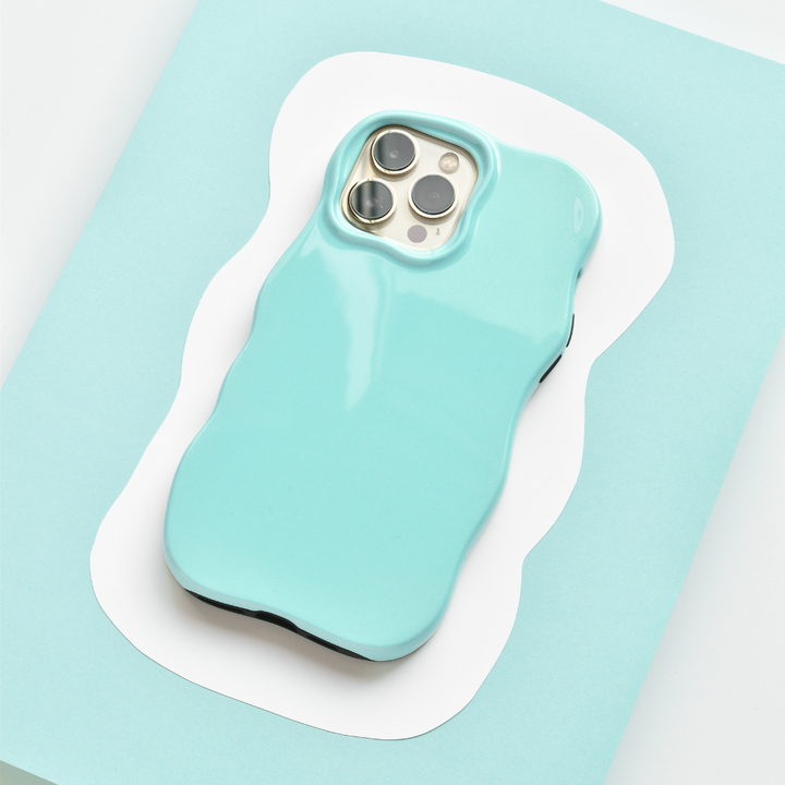 Shine Gloss Wavy Tough Phone Case - Powder Blue