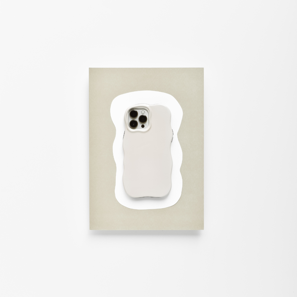 Shine Gloss Wavy Tough Phone Case - Pebble Beige