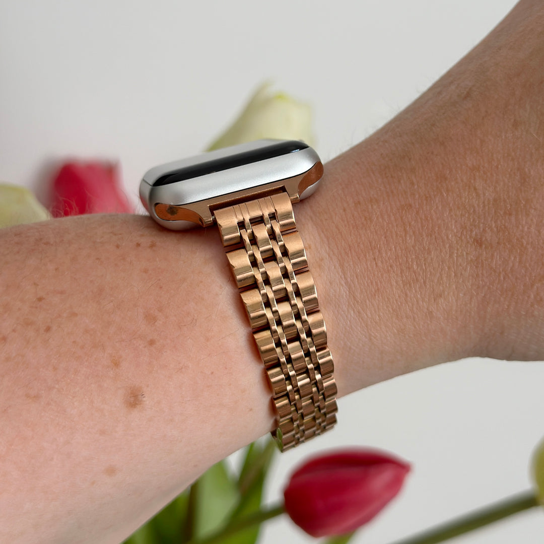 Slim Stainless Steel Apple Watch Strap - Rose Gold