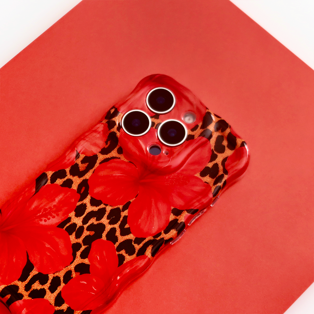 Wavy Phone Case - Leopard Hibiscus