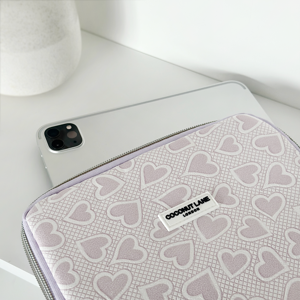 Lilac Hearts iPad Sleeve