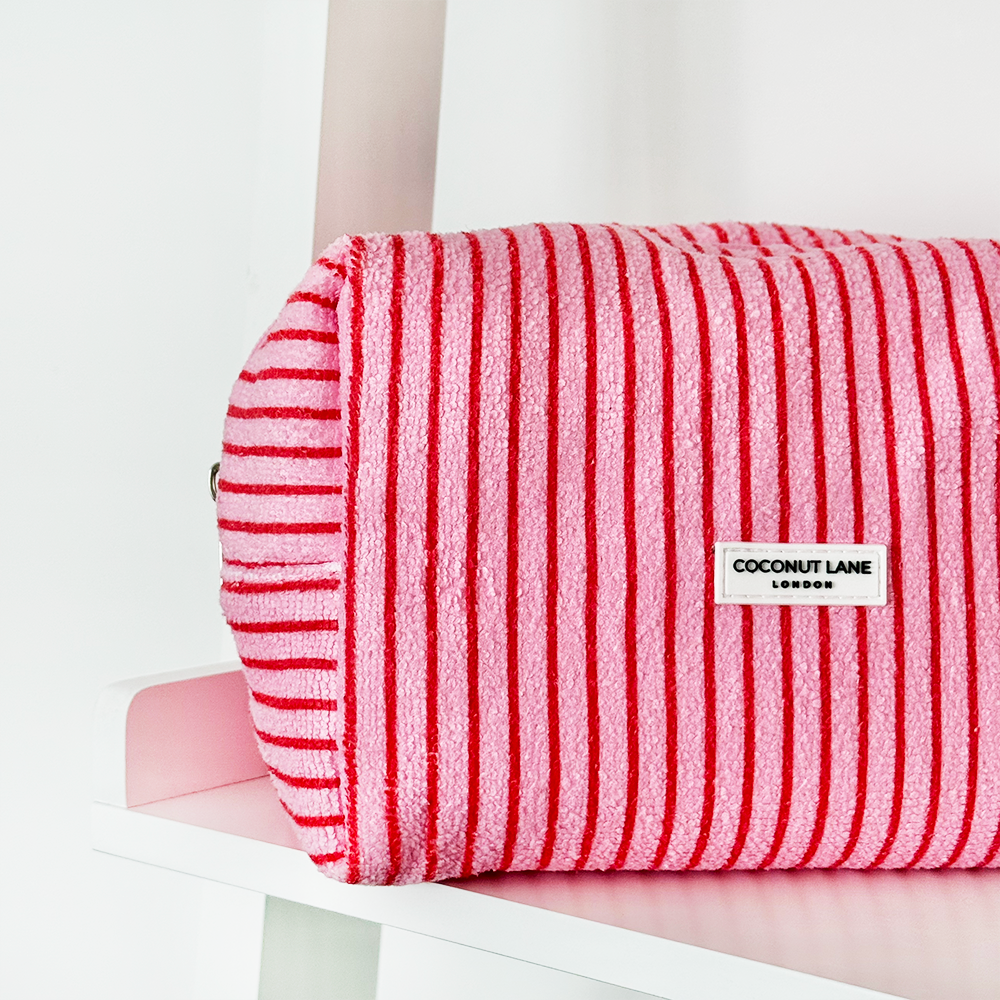 Cherry Stripes Towel Makeup Bag & Scrunchie Set