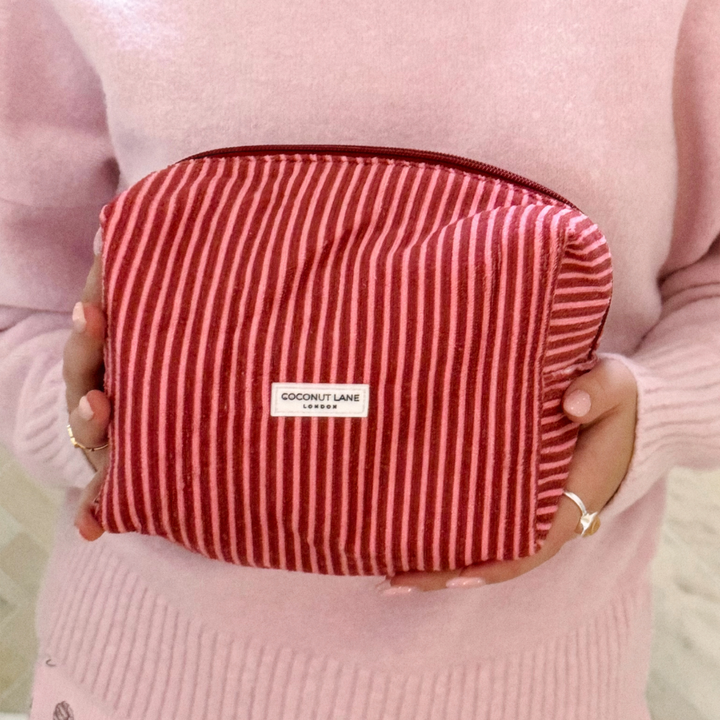 Towel Makeup Bag - Mulberry Stripes
