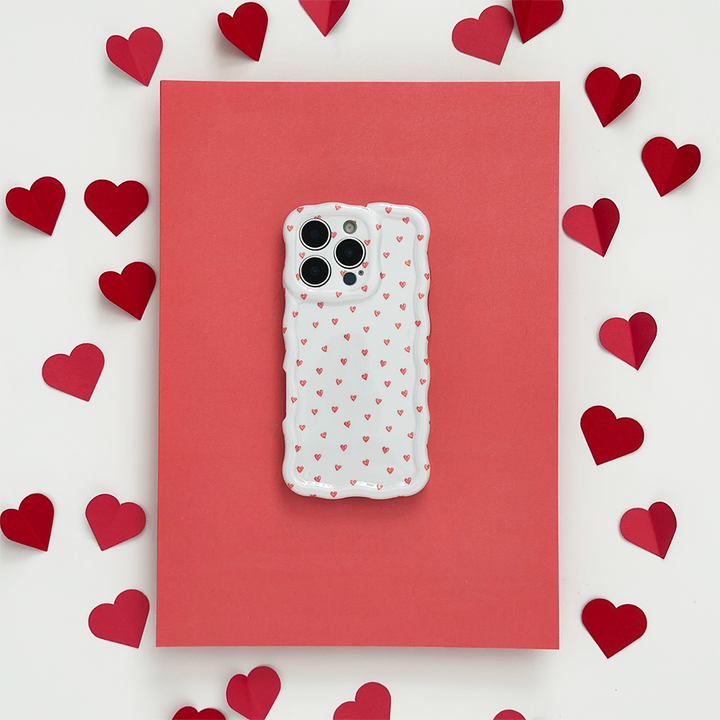 NEW - Wavy Phone Case - Mini Hearts