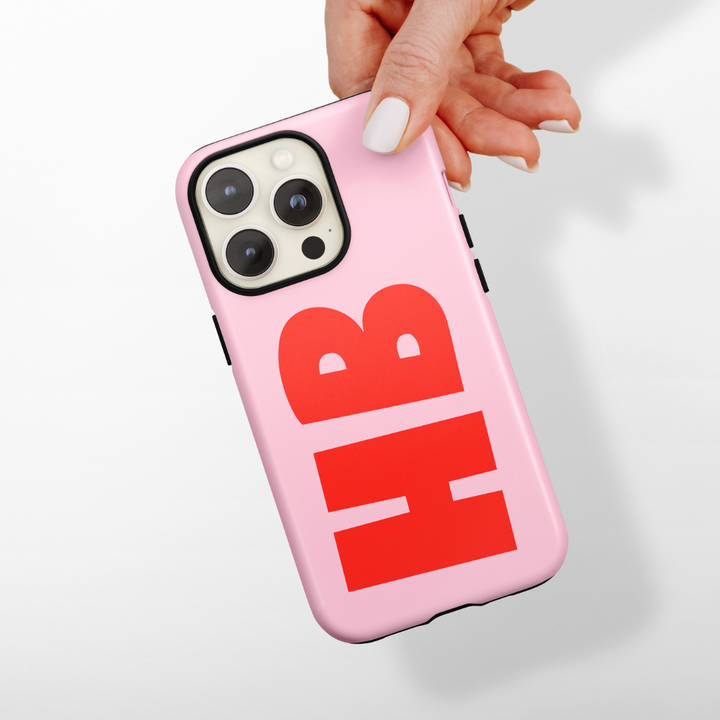 Personalised Colour Block Phone Case - Pink & Red