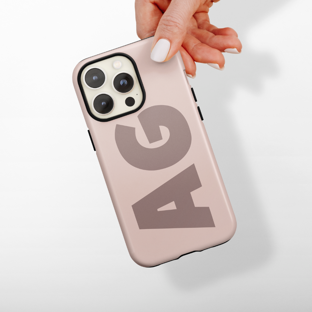 Personalised Colour Block Phone Case - Chocolate & Nude