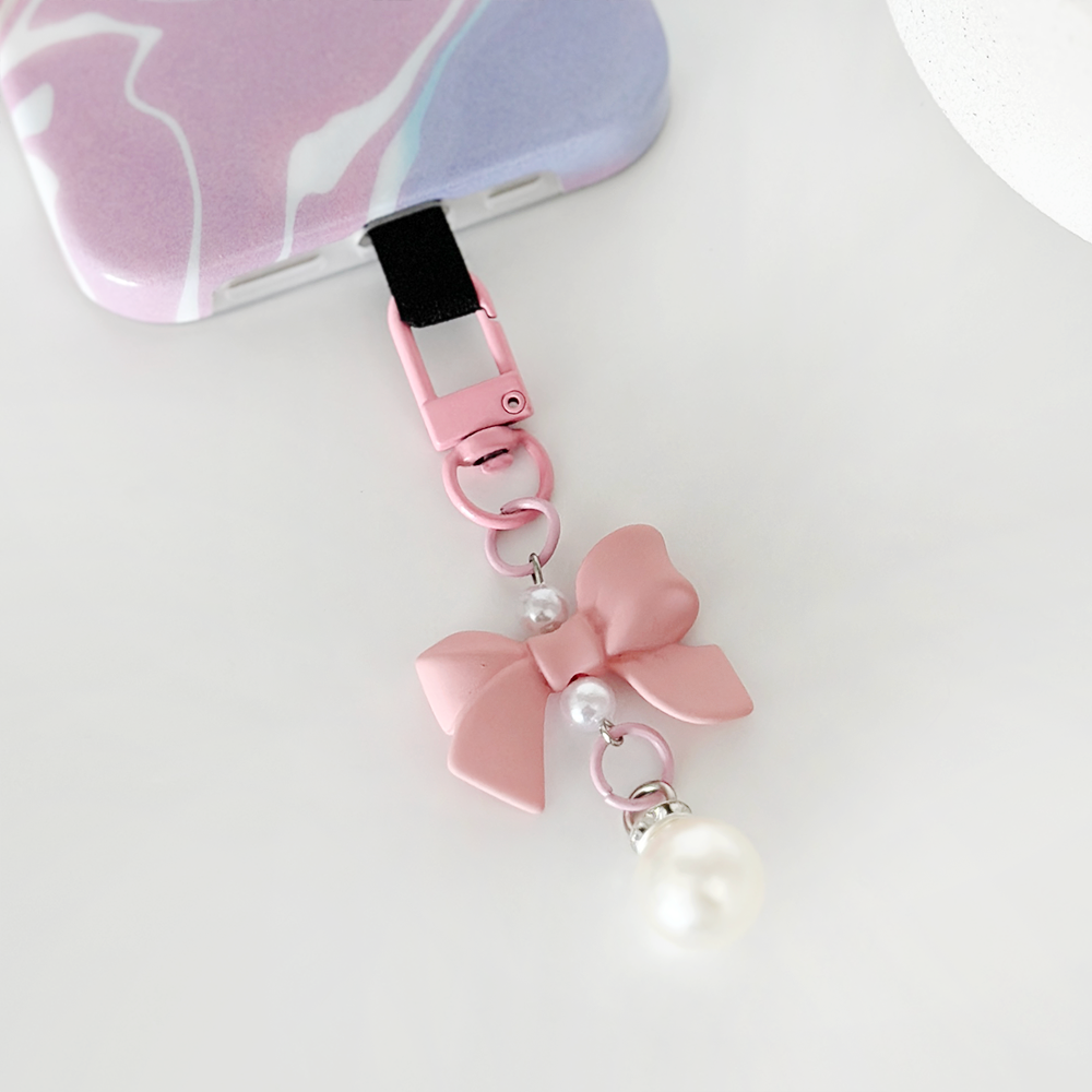 Coquette Bow Phone Keyring Bundle - Peach Pink