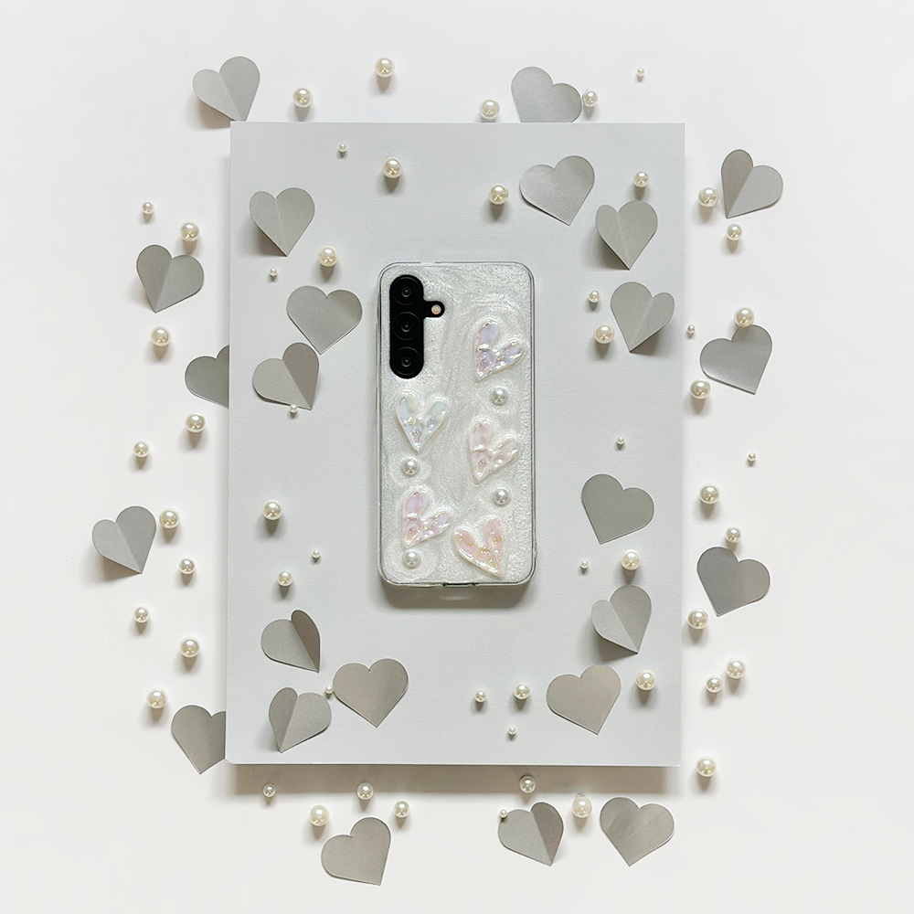 Samsung Pearly Hearts Phone Case - Clear