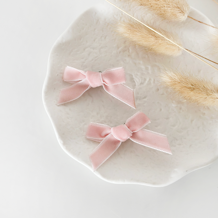 Powder Pink Mini Bow Hair Clips