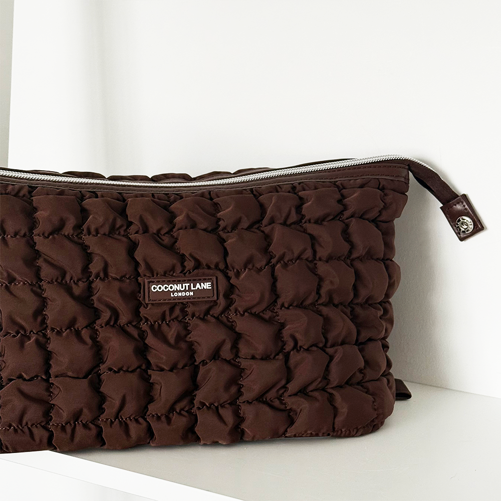 Expandable Makeup Bag - Quilted Chocolate