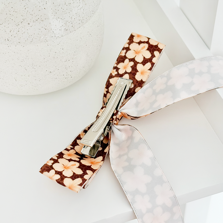 Ribbon Bow Clip - Safari Bloom