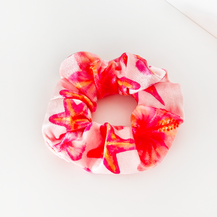 Island Girl Pink Hibiscus Scrunchie
