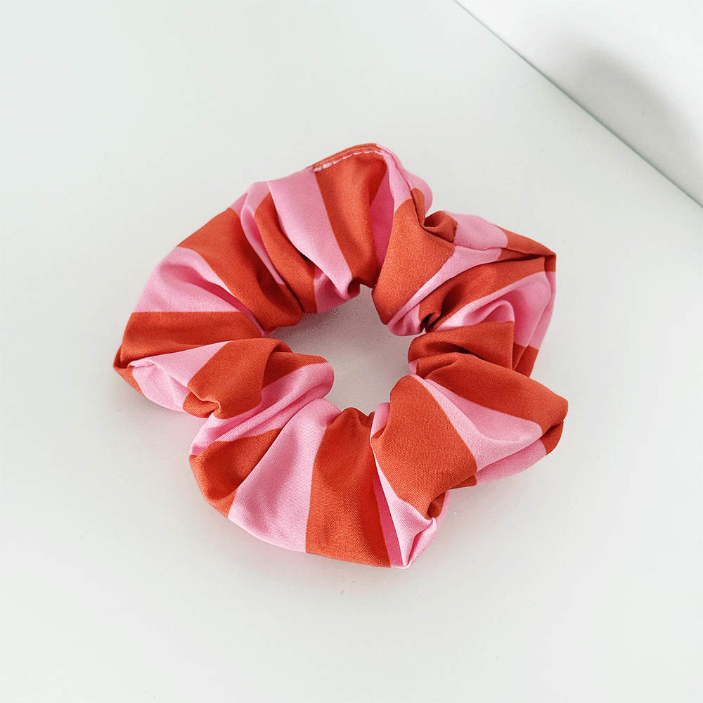 Orange and pink stripe Hair Scrunchie.