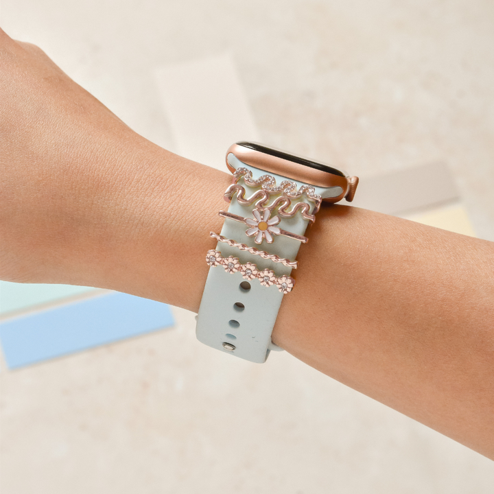 Watch Strap Charm Pack - Rose Gold Wavy Daisy