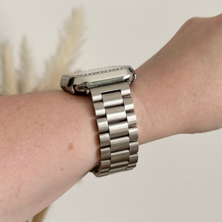 Ultimate Stainless Steel Silver Diamante Apple Watch Strap Bundle
