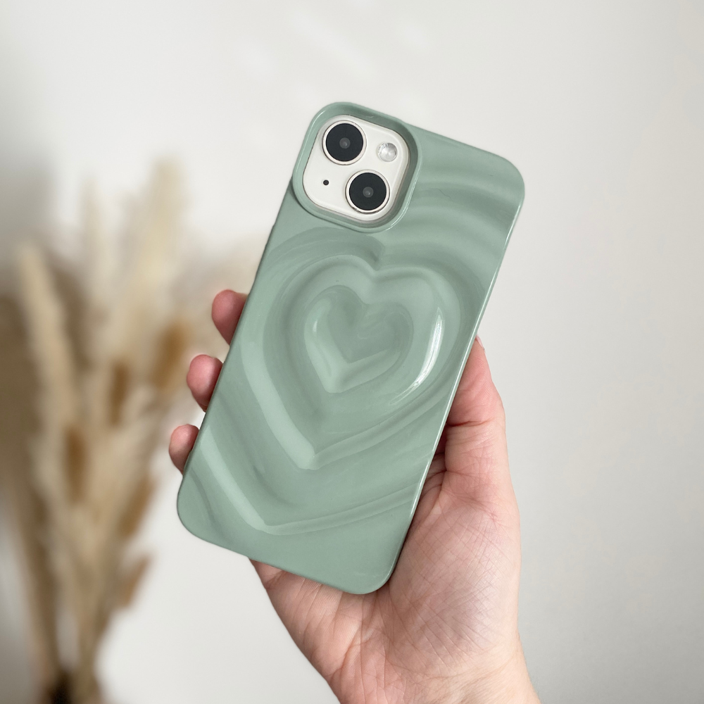 Textured Melting Heart Phone Case - Sage