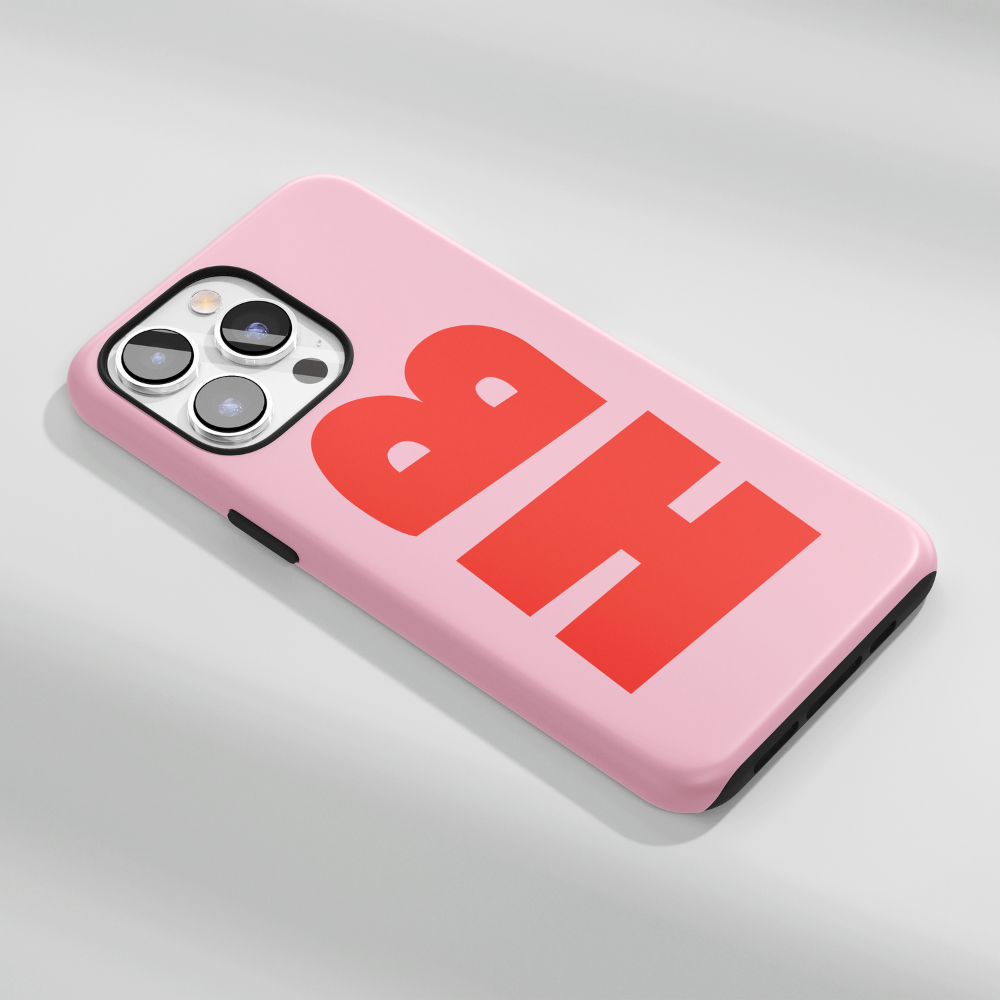 Personalised Colour Block Phone Case - Pink & Red