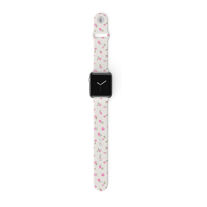 Pink Watercolour Flowers Apple Watch Strap