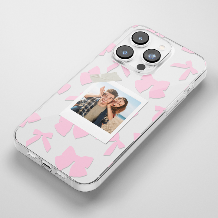 Clear Patterned Personalised Polaroid Partner Phone Case - Upload Your Photo