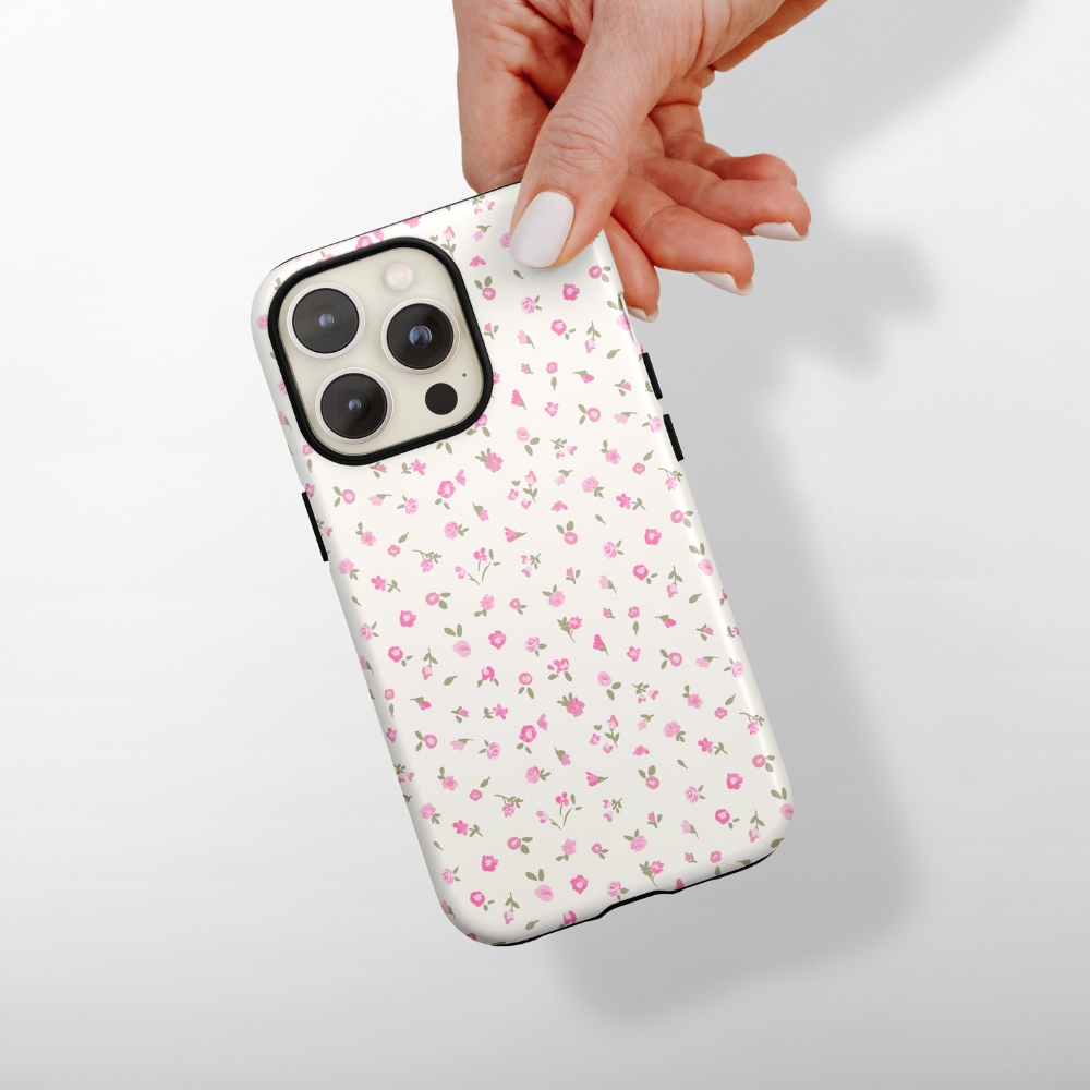 Tough Phone Case - Pink Watercolour Flowers