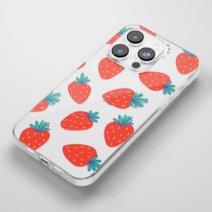 Clear Phone Case - Cute Strawberries