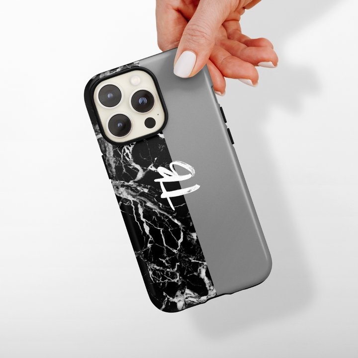 Personalised Phone Case - Grey & Black Marble