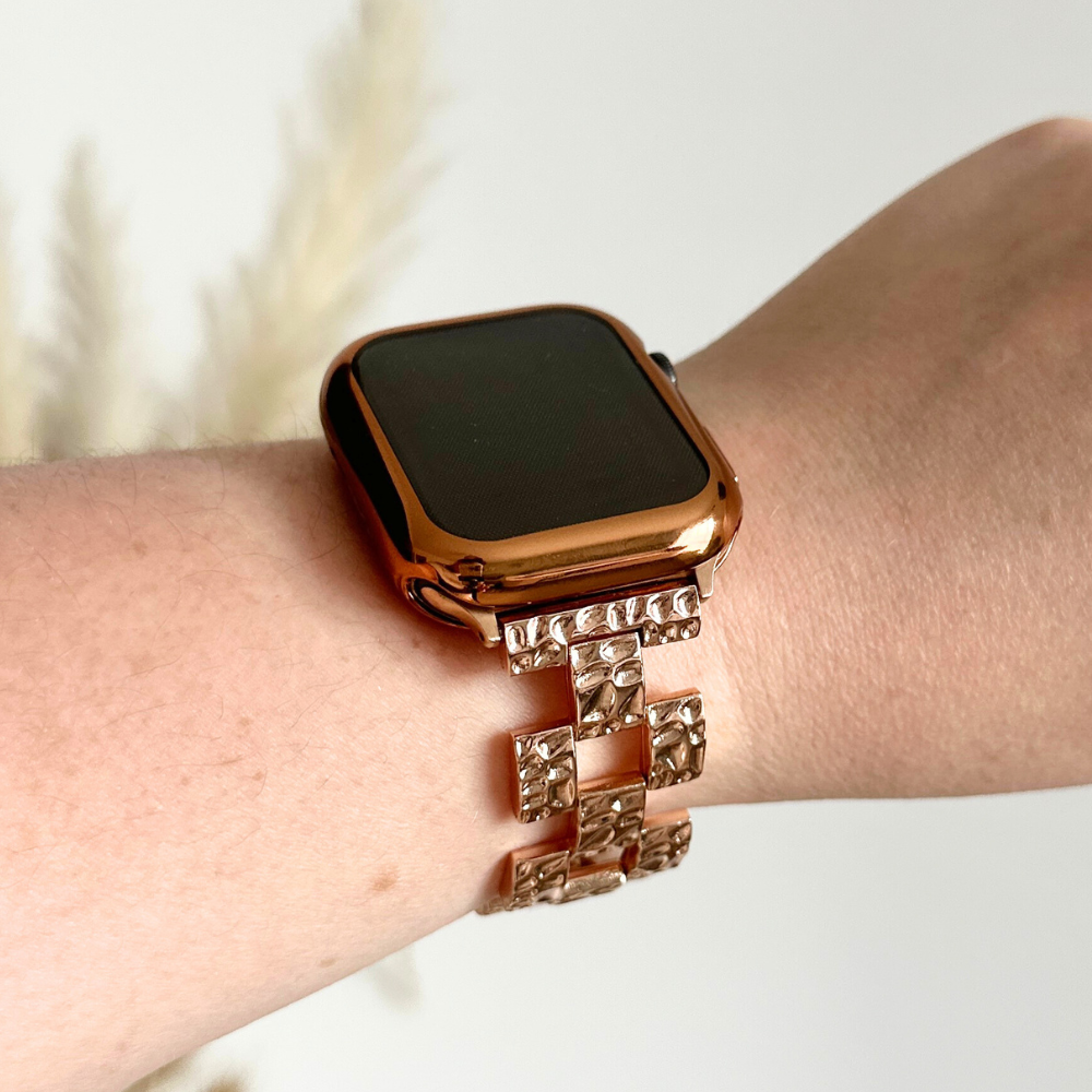 Ultimate Crushed Metal Rose Gold Apple Watch Strap Bundle