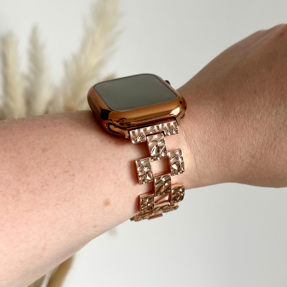 Ultimate Crushed Metal Rose Gold Apple Watch Strap Bundle