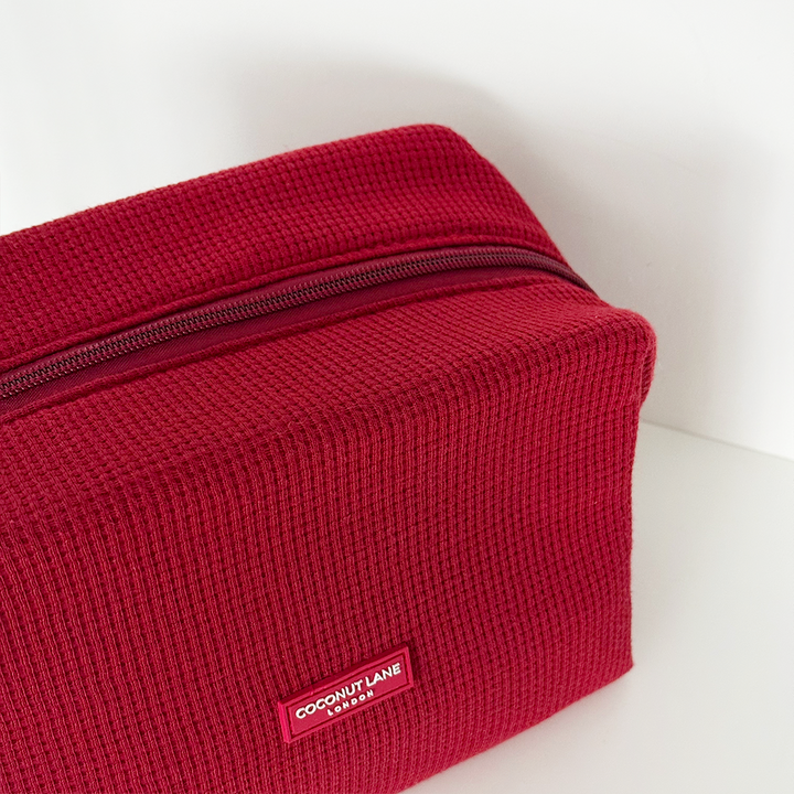 Waffle Makeup Bag - Burgundy