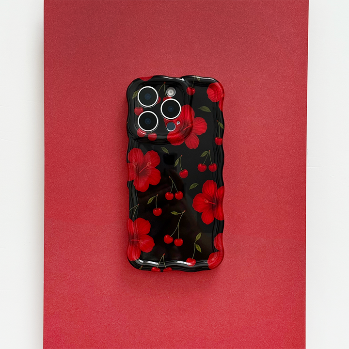 Wavy Phone Case - Cherry Hibiscus