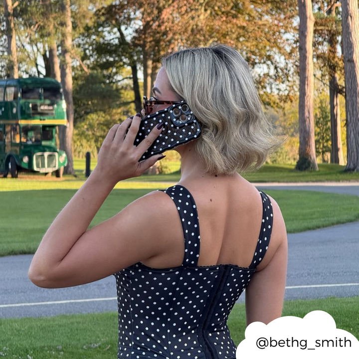 Wavy Phone Case - Black Polka Dot