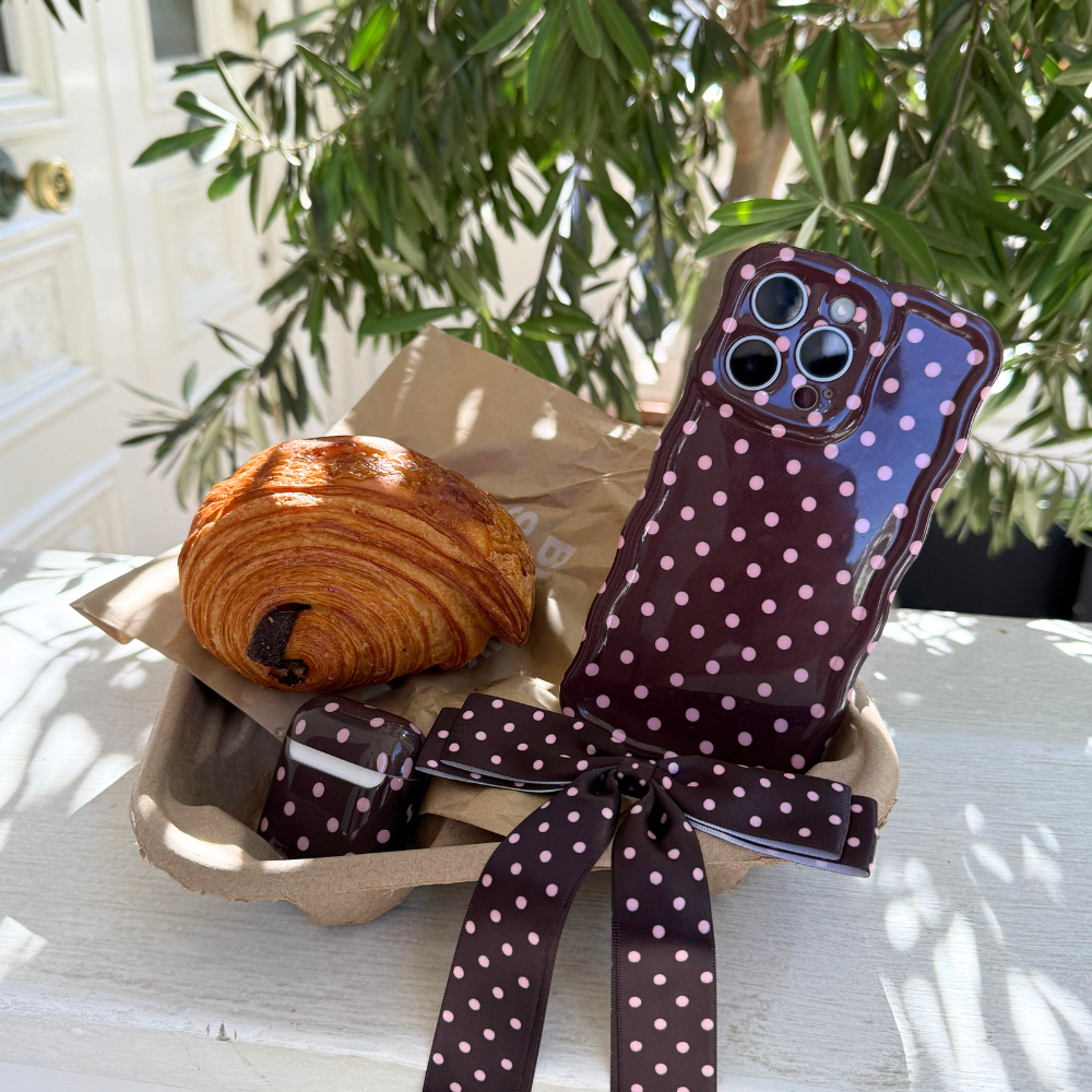 Wavy Phone Case - Brown Polka Dot