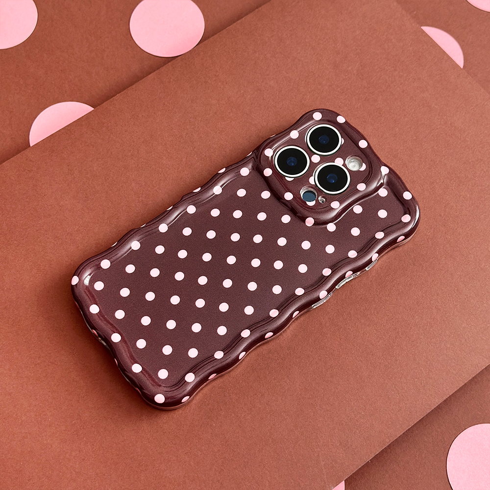 Wavy Phone Case - Brown Polka Dot | Phone Cases | Coconut Lane Wavy Phone Case - Brown Polka Dot | Phone Cases | Coconut Lane