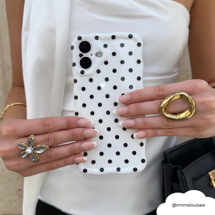 Wavy Phone Case - White Polka Dot