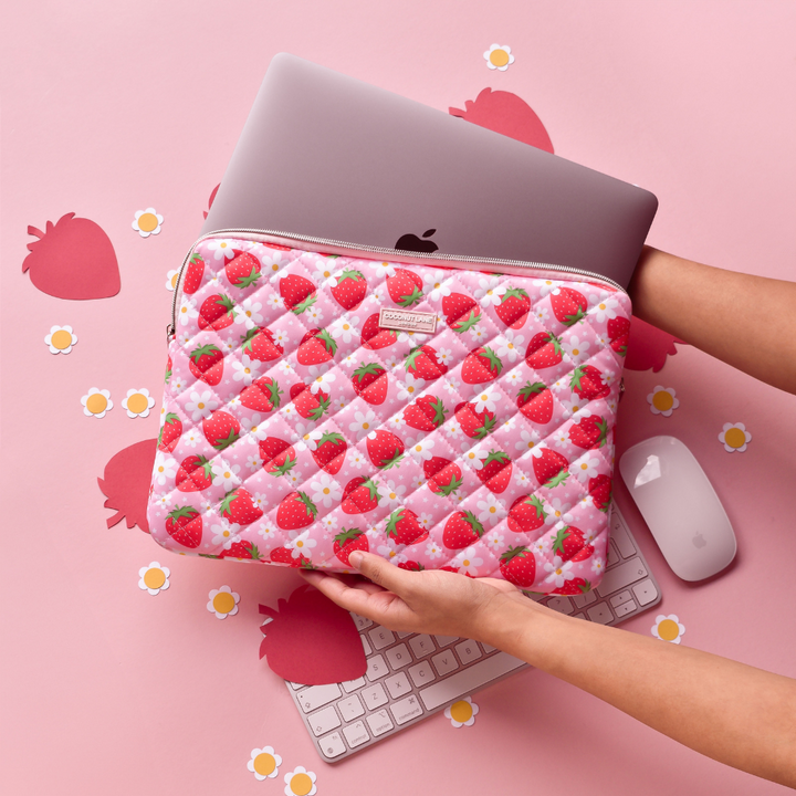 Quilted Berry Cute Strawberry Laptop Sleeve