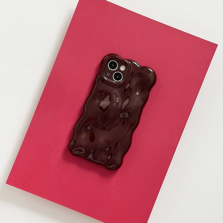 3D Bubble Phone Case - Burgundy