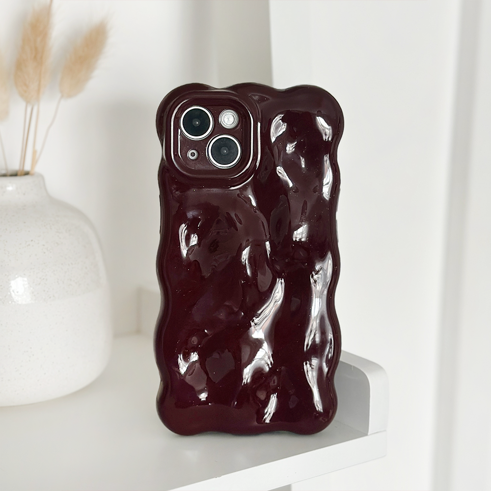 3D Bubble Phone Case - Burgundy