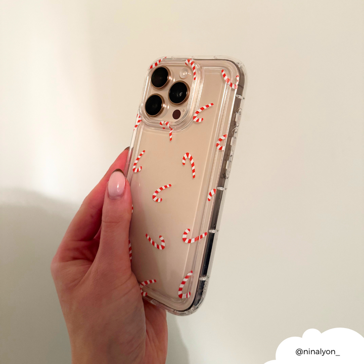 NEW - Clear Phone Case - Candy Canes