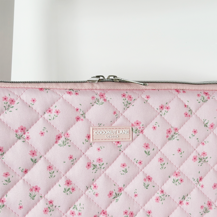 Quilted Ditsy Floral Pink Laptop Sleeve