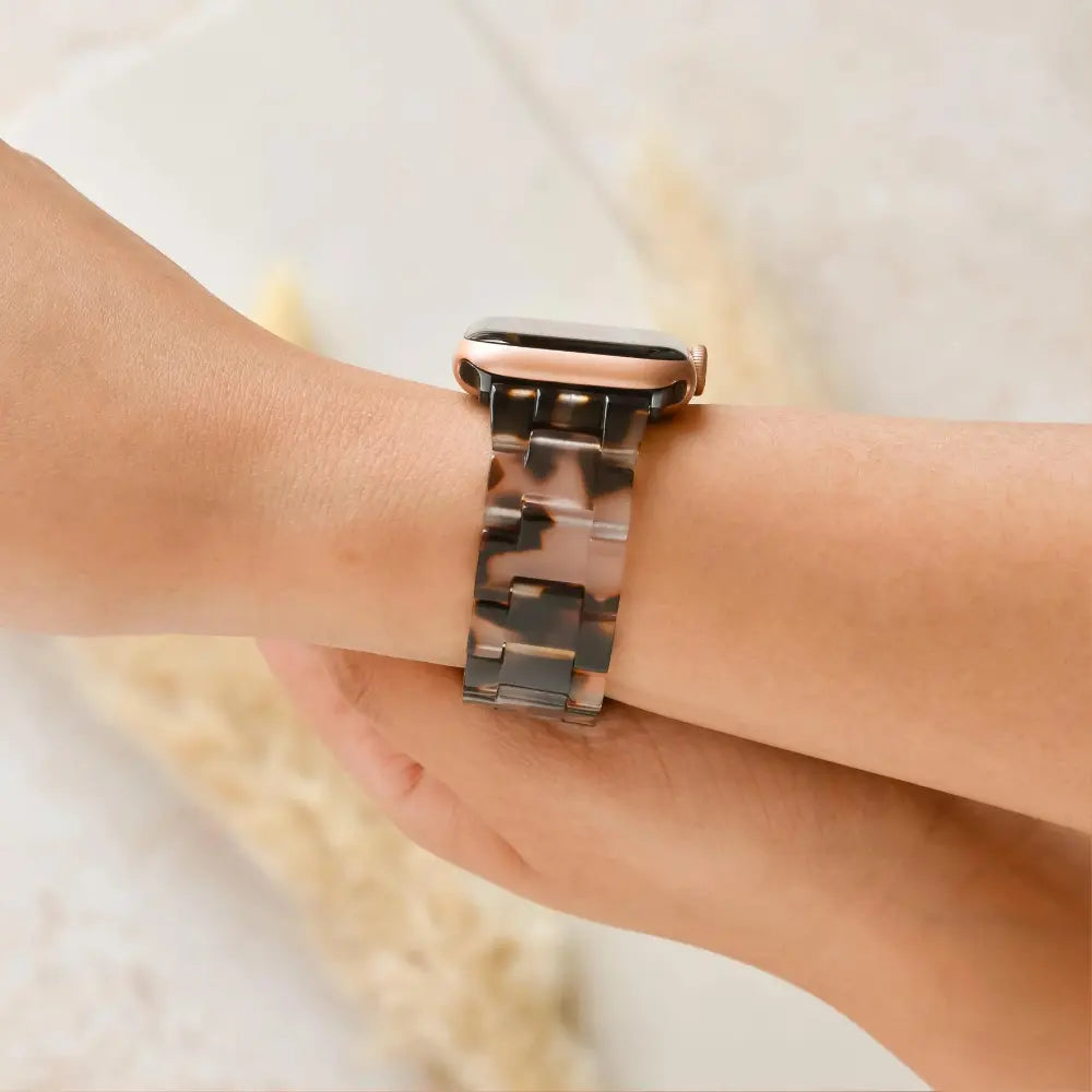 tortoiseshell and ivory design watch strap on model arm