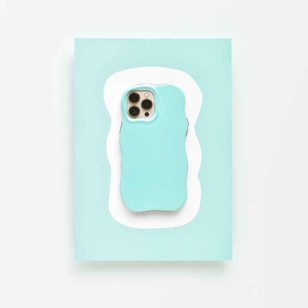 Shine Gloss Wavy Tough Phone Case - Powder Blue