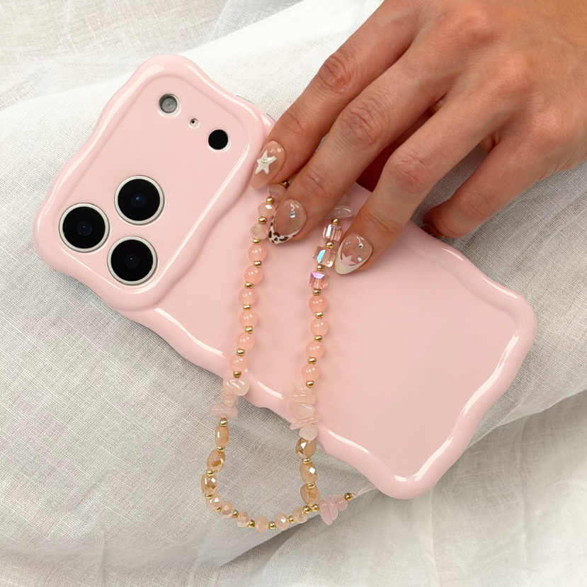 Beaded Phone Strap - Pink & Gold Beaded Phone Strap - Pink & Gold